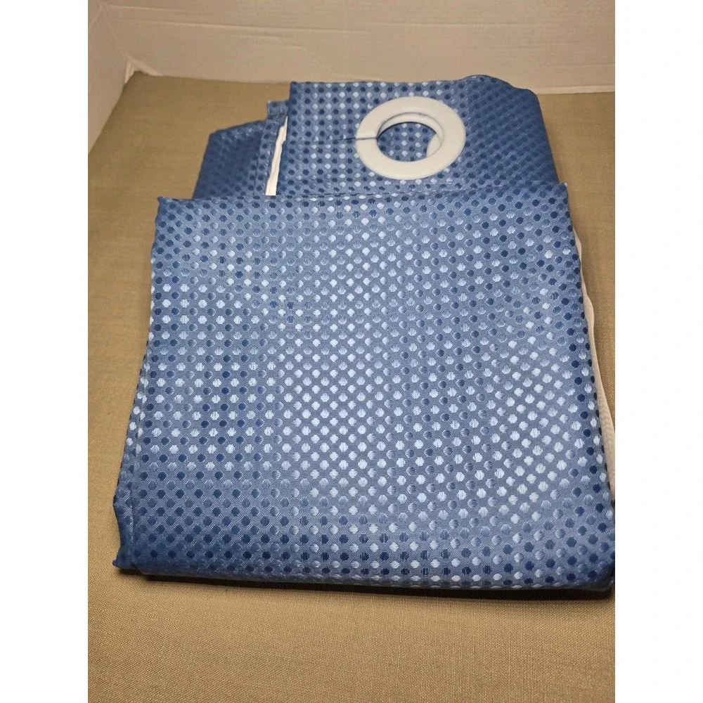 YellyHommy Blue Hookless Shower Curtain with Snap-in Liner 72x87 Waffle Weave